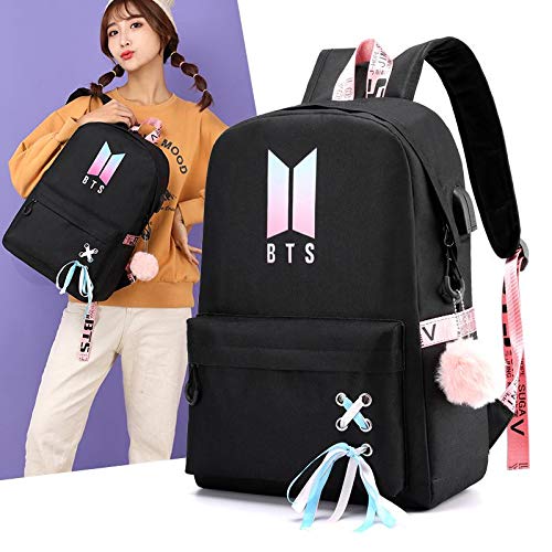 SANNIDHI BTS Teens 20 Ltrs School Backpack for Women College Girls USB Charging and HeadsetPort Laptop Backpack Student Daypack(Multi-Colour)