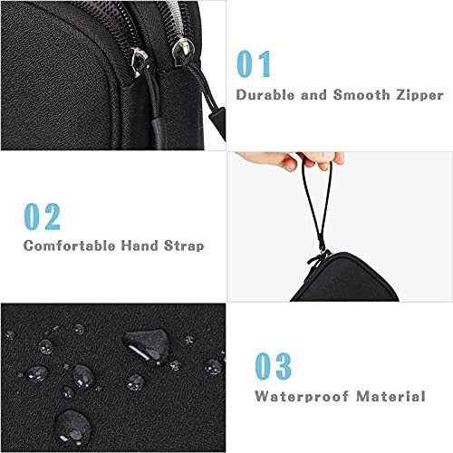 HASTHIP® 3 Layers Electronics Travel Small Organizer Bag,Waterproof Accessories Pouch Bag for Charger/Power Bank/Cables/Mouse/Earphone/Students -19x11x5.5cm(Black)