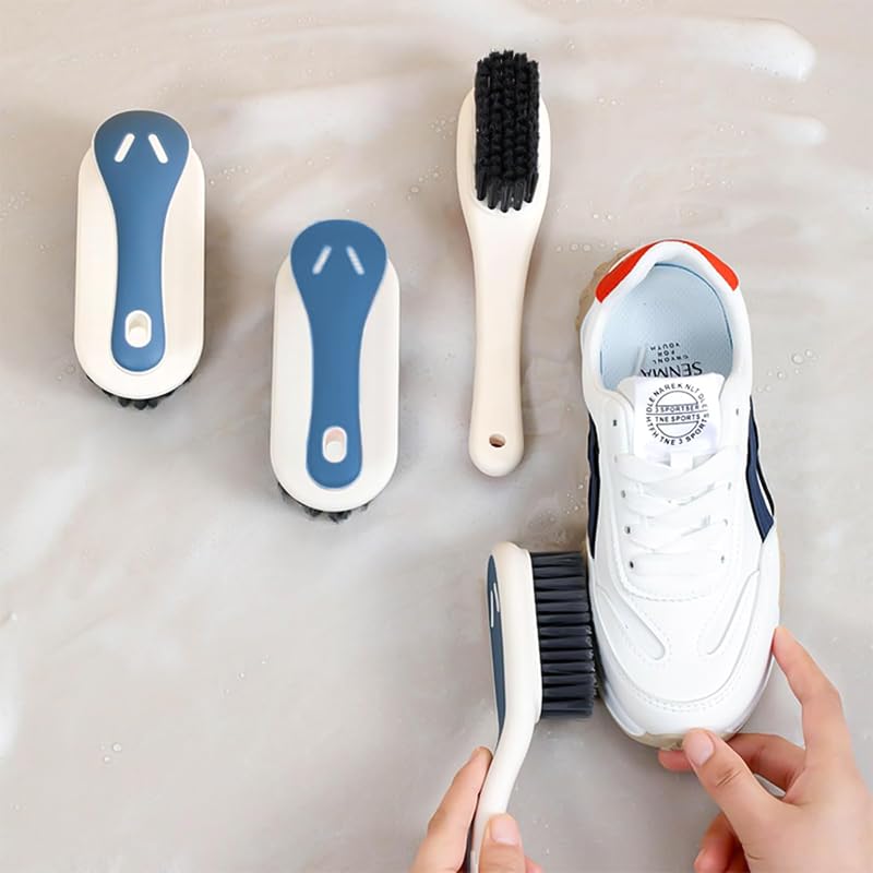Supvox Shoe Brushes Set for Shoes and Fabrics with Dual Handle Design and Soft Nylon Bristles