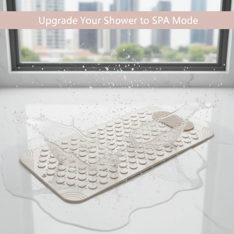 ZIBUYU Foot Scrubber Mat for Shower with Strong Suction Cups and Soft PVC Bristles | Hygienic Home Spa Cleaning