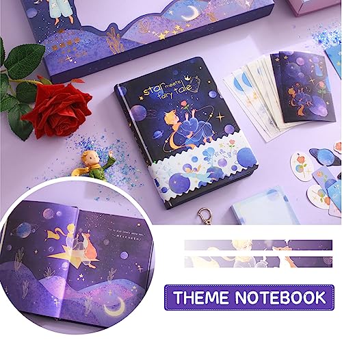 HASTHIP® Little Prince Journal Supplies Scrapbook Gift Box, Journaling Kit Journal Supplies, Inlude Notebook, Sticker, Material Paper, Washi Tape Kit, Little Prince Scrapbook Kit for Journal