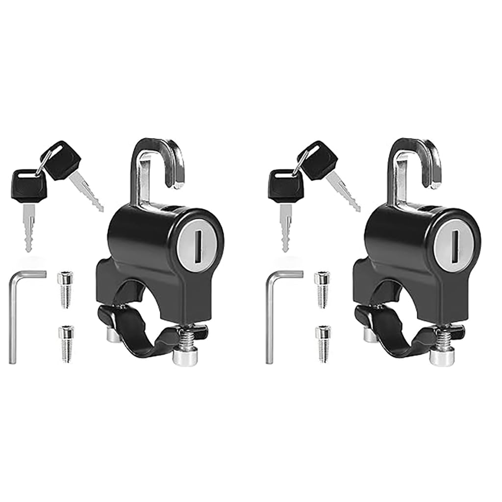 ZIBUYU Helmet Lock for Motorcycles with Rust Resistant Aluminum Alloy Build | Fits 22–24mm Handlebars 2PCS