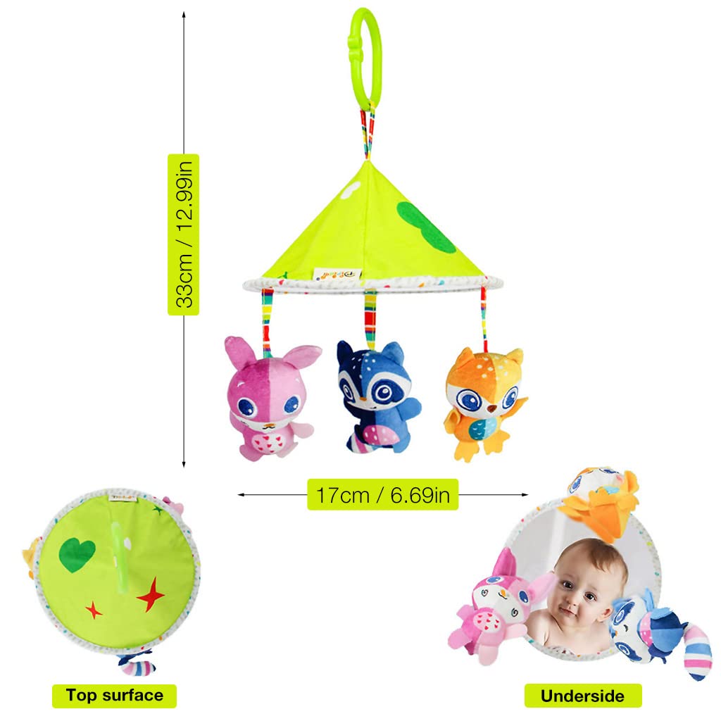 SNOWIE SOFT Hanging Toy for Baby with Rattle and Teether in Plush Multicolor Design | Soothing Chime for 0–12 Months