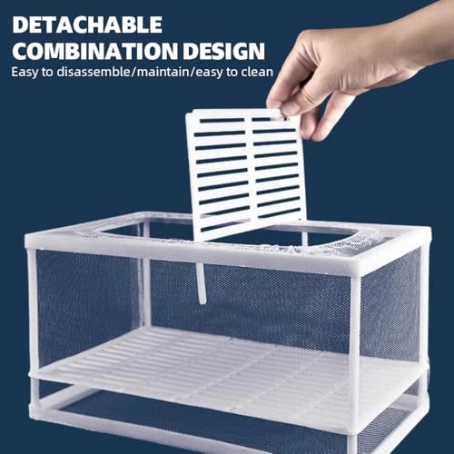 Qpets® Aquarium Fish Breeding Box in-Tank Floating with Suction Cups Small Nylon Mesh Quarantine Tank Insert Panels Plastic 16x15x15.5cm 3PCS