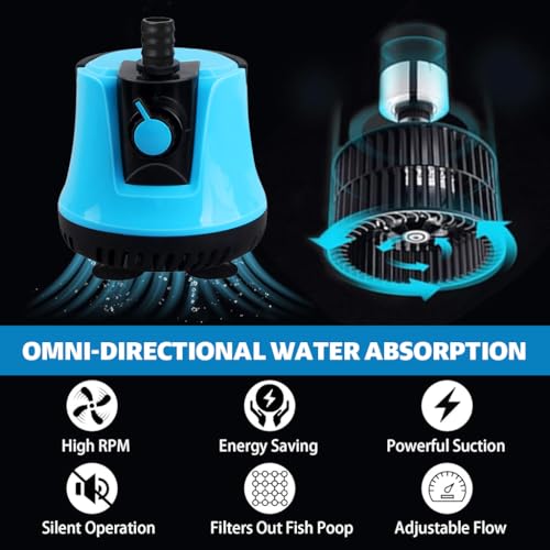 Qpets® 85W Quiet Submersible Water Pump Adjustable Flow 4.5M Lift 4500L/H Low Noise Portable with Suction Cup Base for Aquarium Pond Garden Fountain 2PCS