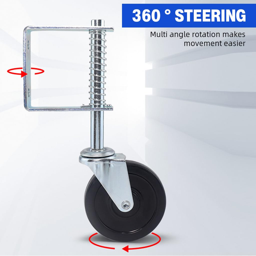 Serplex Gate Caster Wheel for Wooden and Metal Gates with 4 in Spring Loaded Swivel | Zinc Alloy 250–500 lbs Capacity