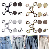 Venzina® 4 Sets Jeans Button Adjustable Waist Buckle, Instant No Sewing Metal Buttons for Loose Jeans Pants, Detachable Adjustable Pant Waist Tightener Pins