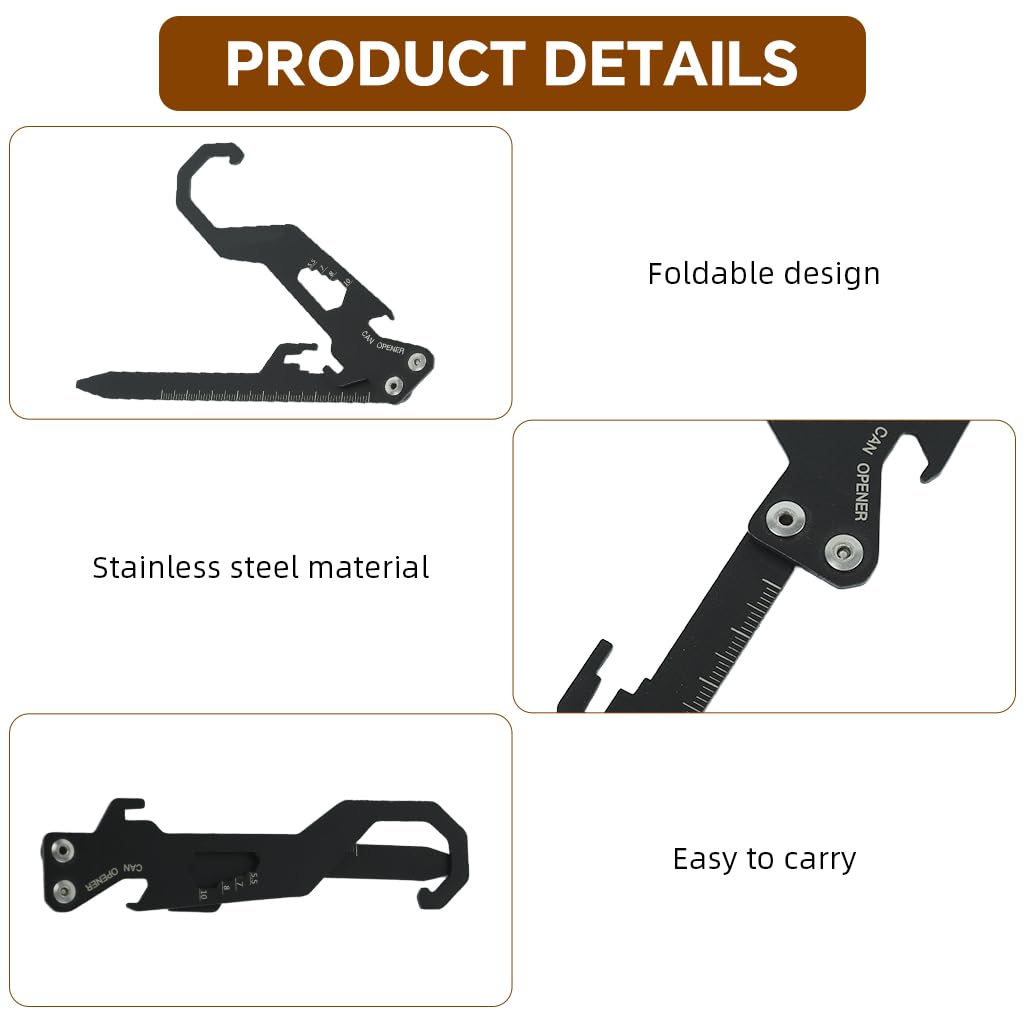 Proberos Bottle Opener for Camping and Fishing with 13cm Folding Design and Mosquito Coil Hook | 304 Stainless Steel Tool with Etched Measuring Marks