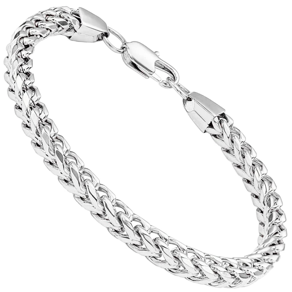 ZIBUYU Hand Bracelet for Men featuring Braided Curb Chain Design 21cm Silver Steel | Gift
