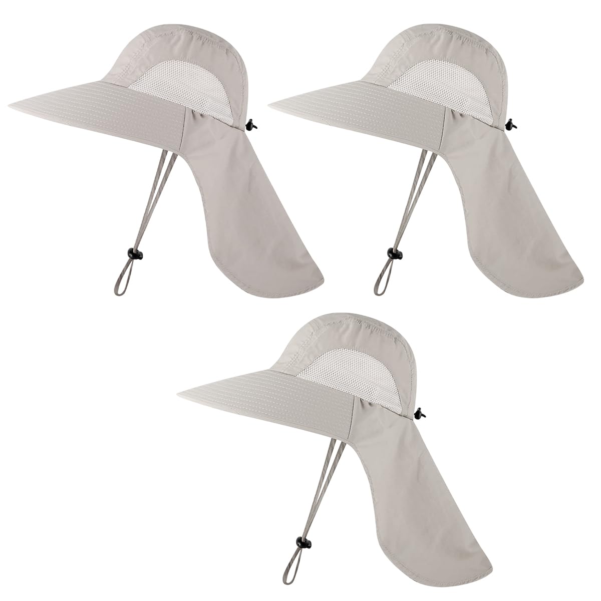 PROBEROS Sun Hat UPF50+ for Hiking and Fishing with Wide Brim and Neck Flap | 3PCS