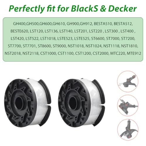 HASTHIP 4Pcs Grass String Trimmer Wire/Weed Eater String for BLACK+DECKER Replacement, 30Ft Nylon Weed Trimmer Line Spool - BLACK+DECKER Wire/Spool for Grass Cutter Accessories with Spring & Cap
