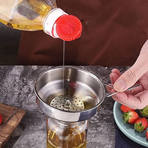 Supvox® Metal Funnel, Stainless Steel Funnel, Kitchen Funnel, Oil Funnel with Detachable Strainer for The Transfer of Edible Oils, Juices and Liquids (16cm)