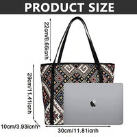 PALAY® Tote Bag for Women Vintage Jacquard Print HandBags With Zipper Closure Leather Large Capacity Shoulder Bag for Shopping, Commuting, School