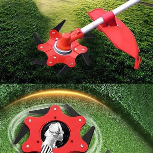 ORTIZA® Grass Trimmer Replacement Blade - Manganese Steel 6-Razor Spin Brush Cutter Head Blade - 24CM Grass Cutter Blade/Brush Universal Weed Brush Trimmer Accessories/Attachment