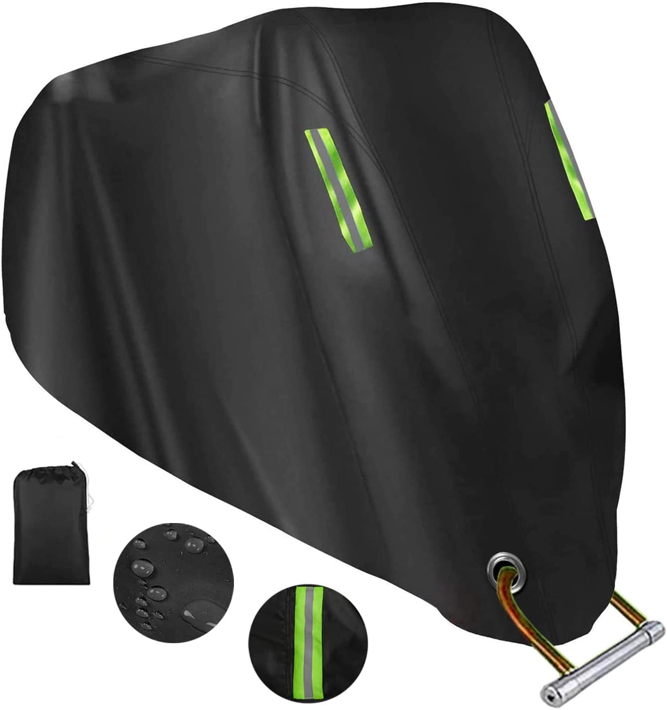 STHIRA® Motorcycle Cover All Season,Universal Weather Quality Waterproof Sun Outdoor Protection Scooter Shelter Tear Proof Night Reflective & Lock-Holes Storage Bag