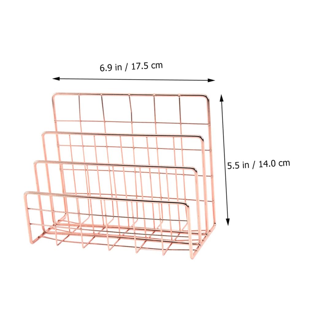 ZIBUYU 3 Tier Metal Book Organizer for Desk and File Storage with Wire Design | Pink