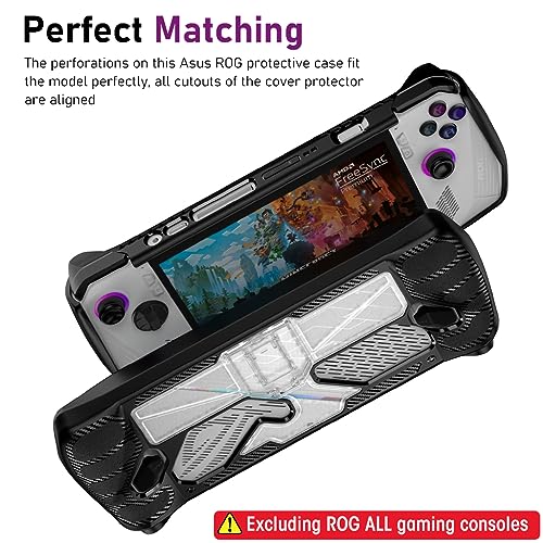 ZORBES® Case for Rog Ally Game Console Protector Anti-Scratch TPU Cover with Folding Kickstand Transparent PC Non-Slip Protective Skin Handheld Not Included Rog Ally 3PCS