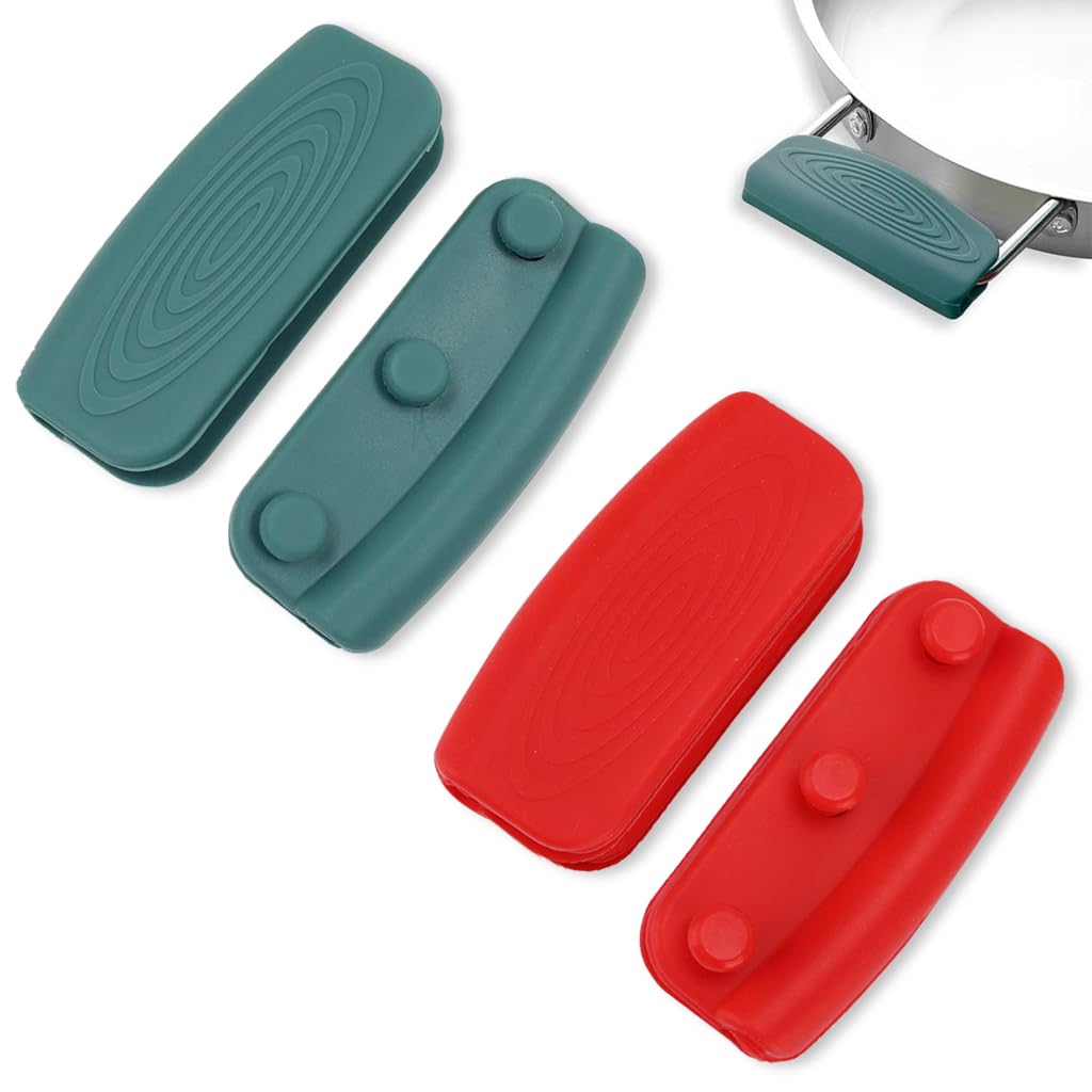 Supvox Silicone Handle Grips for Cast Iron Tawa with Snap-On Anti-Slip Design | 2 Pairs