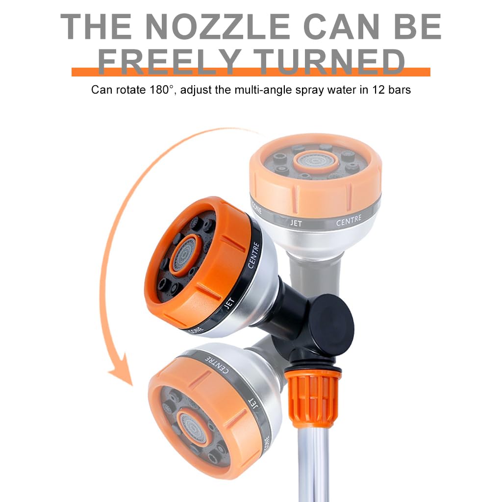 HASTHIP Water Spray Gun for Car Washing with 8 Spray Modes and 180° Flexible Head | Stainless Steel Extended Rod