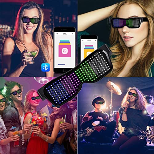 ZORBES® LED Glasses for Party Bluetooth Light Glasses for Party APP Control Music Sync Mode LED Display Smart Glasses, USB Rechargeable Party Glasses for Nightclub, Festivals, Raves, Christmas, Birthday