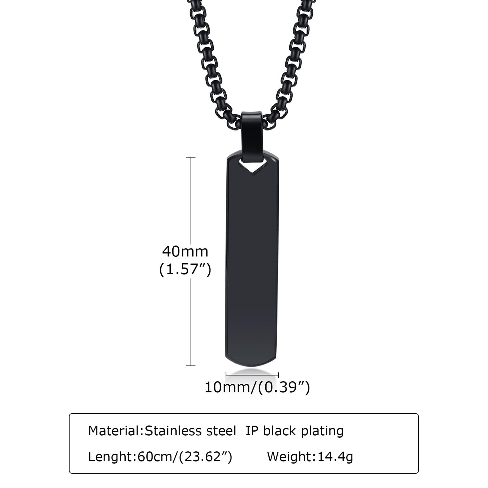 Zibuyu Couple Necklace Set for Anniversary Gift with 1.57×0.39 in Bar Pendant | Stainless Steel