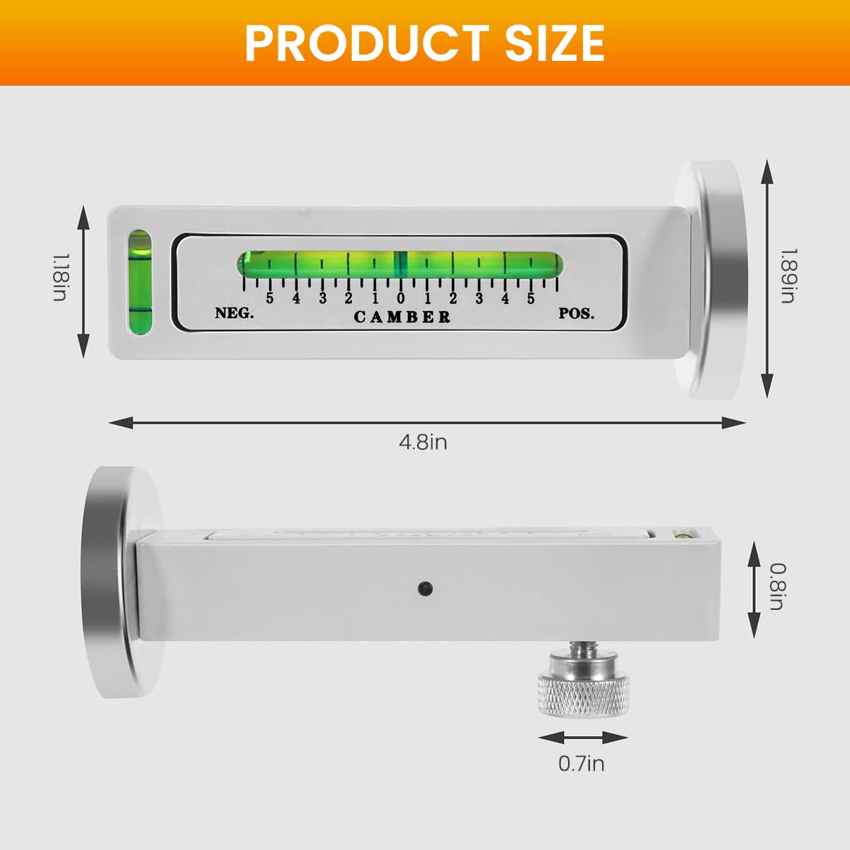 STHIRA Magnetic Camber Gauge for Wheel Alignment with Dual Bubble Levels and Aluminum Alloy Body