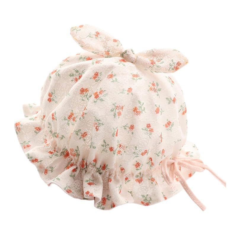 SNOWIE SOFT® Baby Hat for Girls, Hat for Baby Girl Cute Fragrant Flowers Summer Hat Lovely Print Lace Edging Bucket Hat for Outdoor UV Protection Baby Cap 6-12 Months