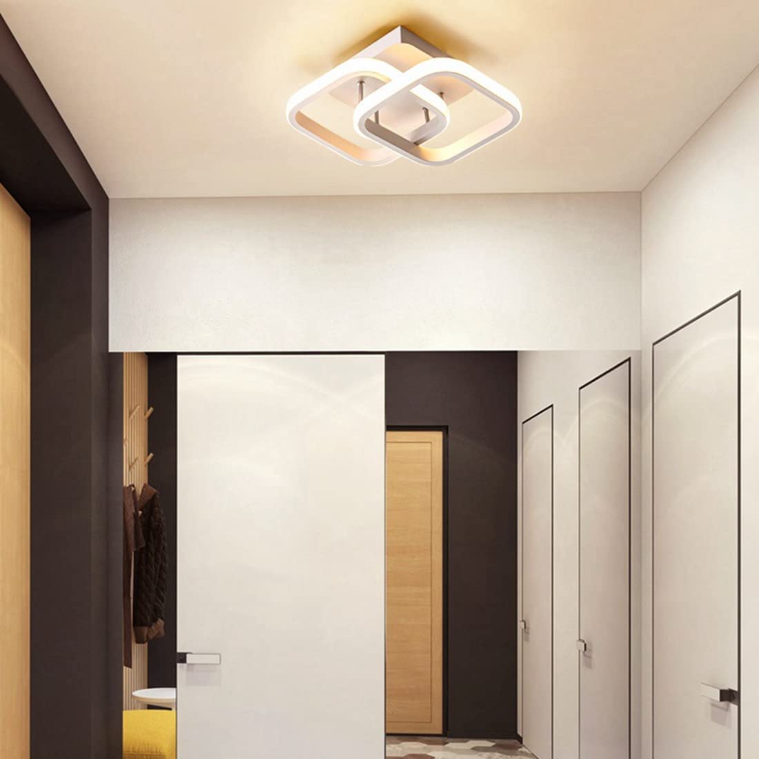 ELEPHANTBOAT LED Ceiling Light for Bedroom and Living Room with Dual Square Design 22W Warm White 3000K