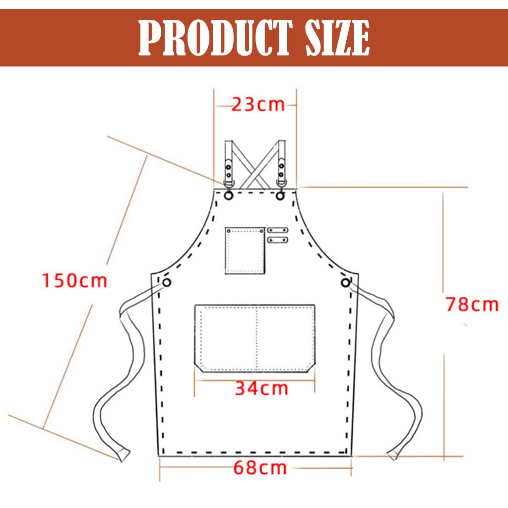 HASTHIP® Waterproof Apron for Home Kitchen, Grill, Restaurant, Workshop with Tool Pockets, Thicken Canvas Dustproof Apron, Adjustable Apron for Handwork, Woodenwork, Gardening