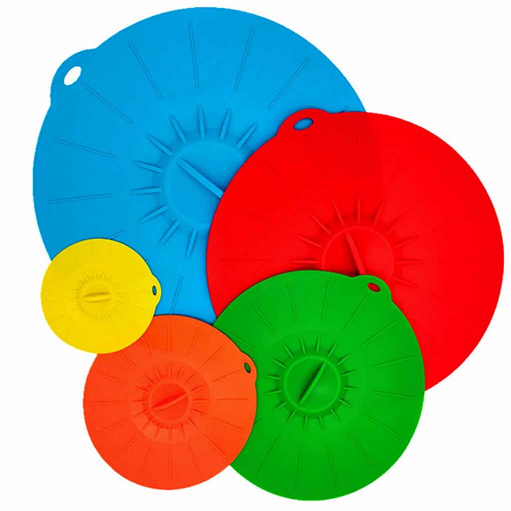 HASTHIP Silicone Lid Set for Bowls and Pots featuring Suction Grip | 5 Sizes Heat Resistant