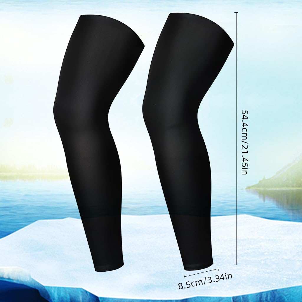 Proberos Leg Sleeves for Running and Cycling featuring UPF 50 Ice-Silk Compression | Unisex Black 3 pcs