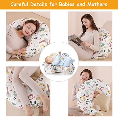 SNOWIE SOFT® Baby Feeding Pillow for Breastfeeding Nursing with Infant Support Cushion Multi-Purpose Pad Removable Neck Belt Mom Skin Friendly Fabric Polyester Cotton 2 PCS