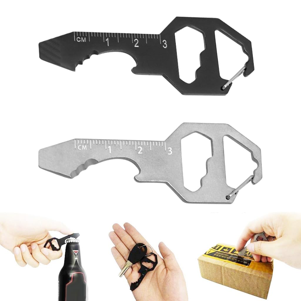 Proberos® Multi Tool for Keychain Carabiner Tool All In One Multifunctional Tool Bottle Opener Mini Scale Hex Wrench Tool Creative Key-shaped Multifunctional Tool for Camping, Hiking, Daily