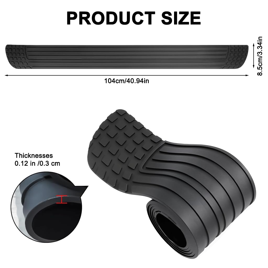STHIRA Car Rear Bumper Protector for SUV Sedan & Hatchback with 41 x 3.4 in Trimmable Anti-Slip Rubber Guard | Scratch-Resistant Black Cover