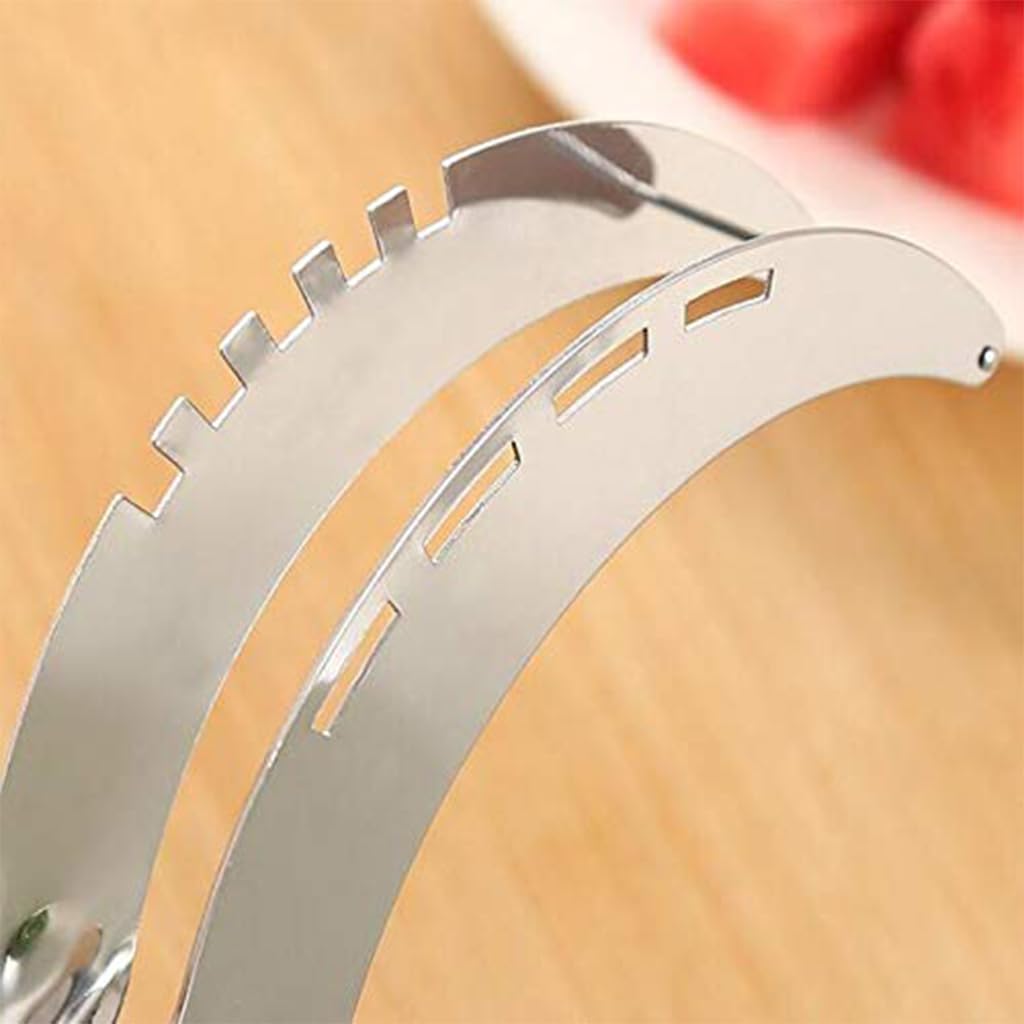 ZIBUYU Watermelon Slicer for Easy Fruit Cutting and Serving with Dual Curved Blades | Stainless Steel Ergonomic Tong Design