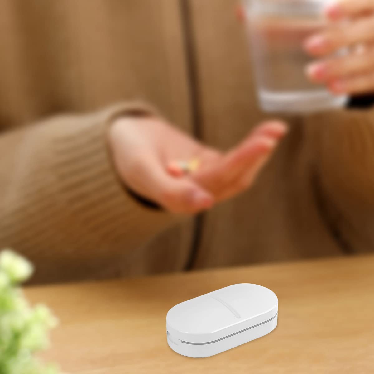 HANNEA Pill Cutter for Small or Large Tablets with Stainless Steel Blade and Pill Case | Portable White Pill Splitter