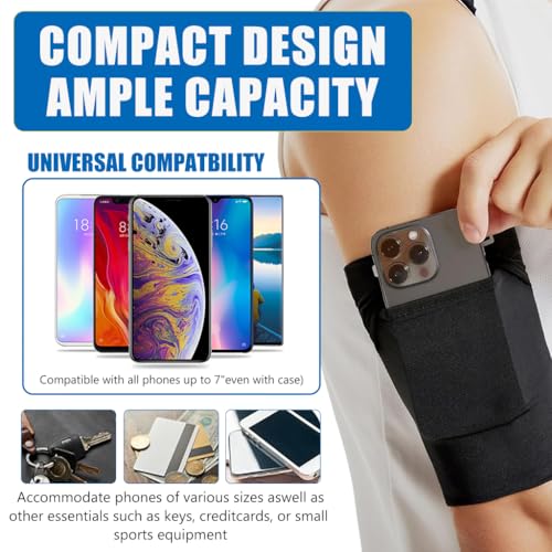 Proberos® Running Armband Cell Phone Pouch Fashion Reflective Strip Design Sport with Zipper Earphone Cable Hole Stretchy Holder for Men Women L Black 3PCS