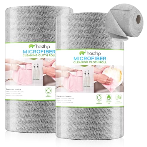HASTHIP® 100Pcs Microfiber Cleaning Cloth Roll Pre-Cut Tear Away Kitchen Towels for Cleaning Highly Absorbent Reusable Streak-Free Multi-Purpose Cloths for Pots Counters Appliances & Dusting