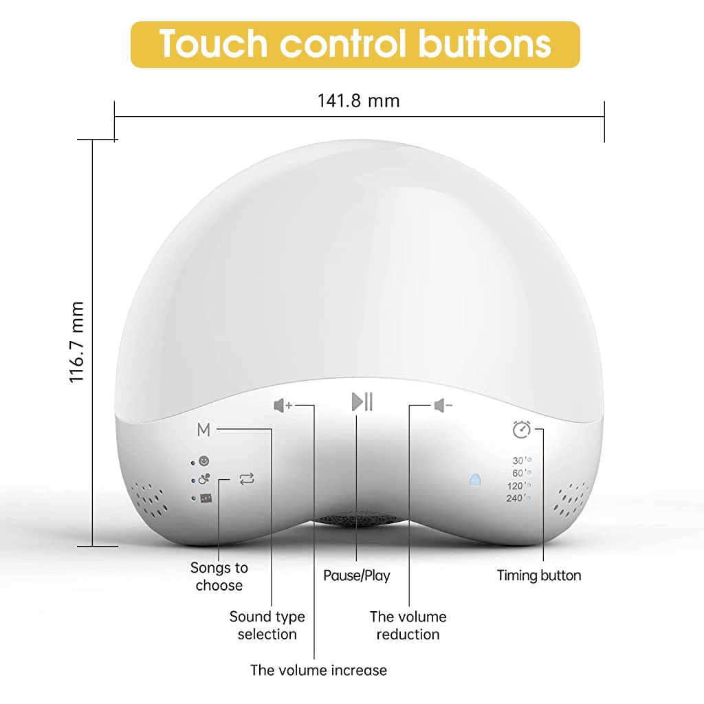 HANNEA White Noise Machine for Baby Sleep Aid with 25 Sounds and RGB Night Light | WiFi APP Control