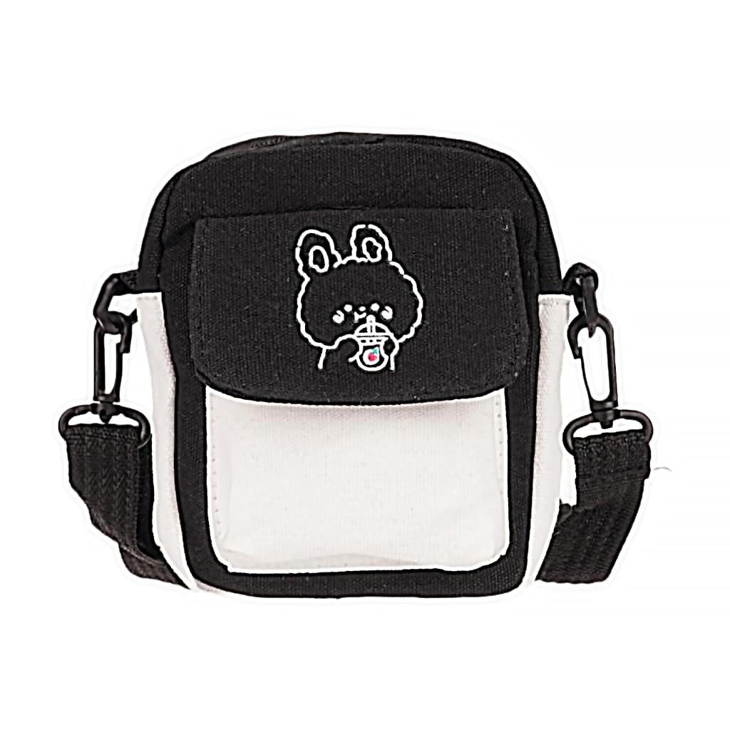 ZIBUYU® Mini Sling Bag Casual Shoulder Bag Cartoon Kawaii Girls Crossbody Phone Bag Zip-up Double Layer Small Canvas Shoulder Bag Children' Day Gift for Girls Birthday Gift, 13x16cm