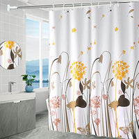 ELEPHANTBOAT® Orange and White Dandelion Pattern Nature Decorative Bathroom Fabric for Shower Curtain Liner with 14 Hooks 70.8X70.8 inch