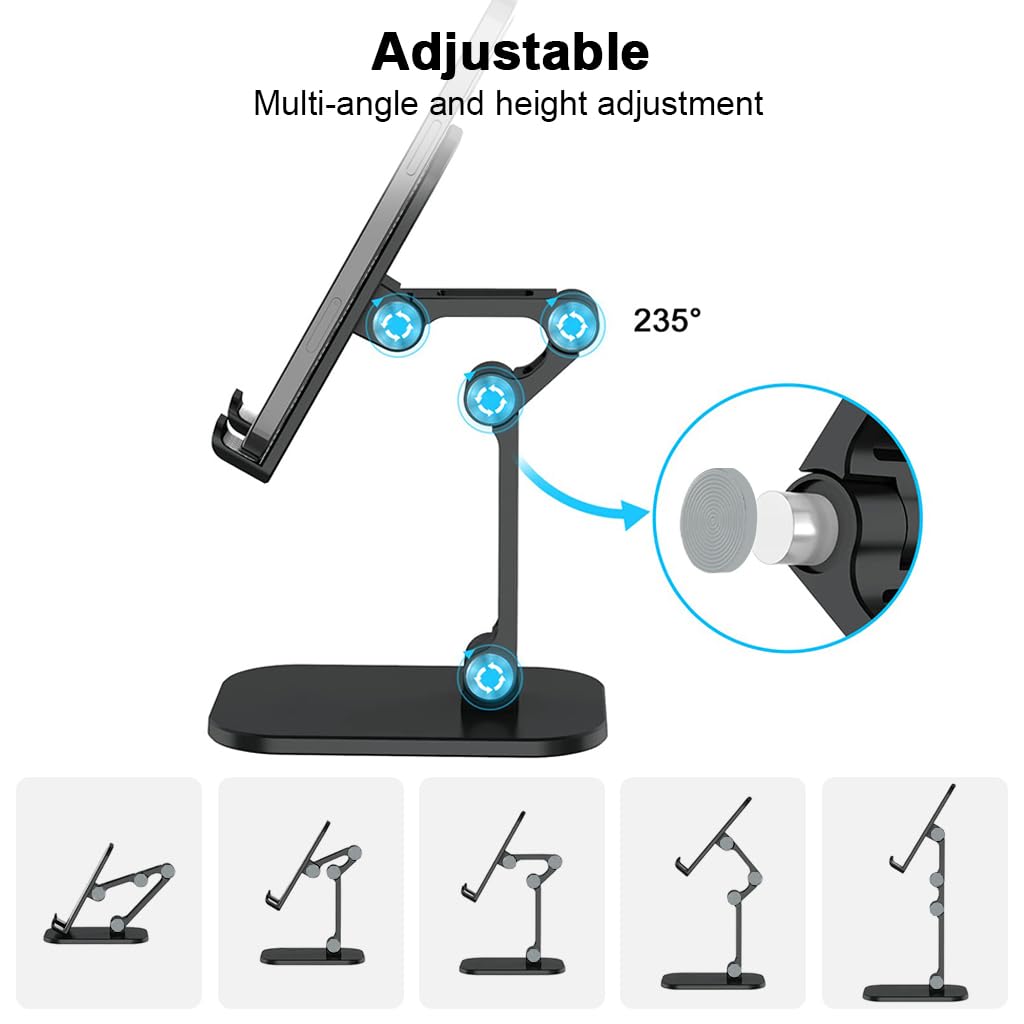 ZORBES Mobile Phone Stand for Desk with 3.74–5.5 in Adjustable Height and 0–235° Foldable Angle | Anti-Slip Base