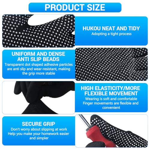 Proberos® 4 Pairs Nylon Work Gloves Full Palm Anti-Slip Design Breathable Stretchy Working Riding Protective Outdoor Cotton for Repairman Cricket Cycling Fitness Sport 2PCS