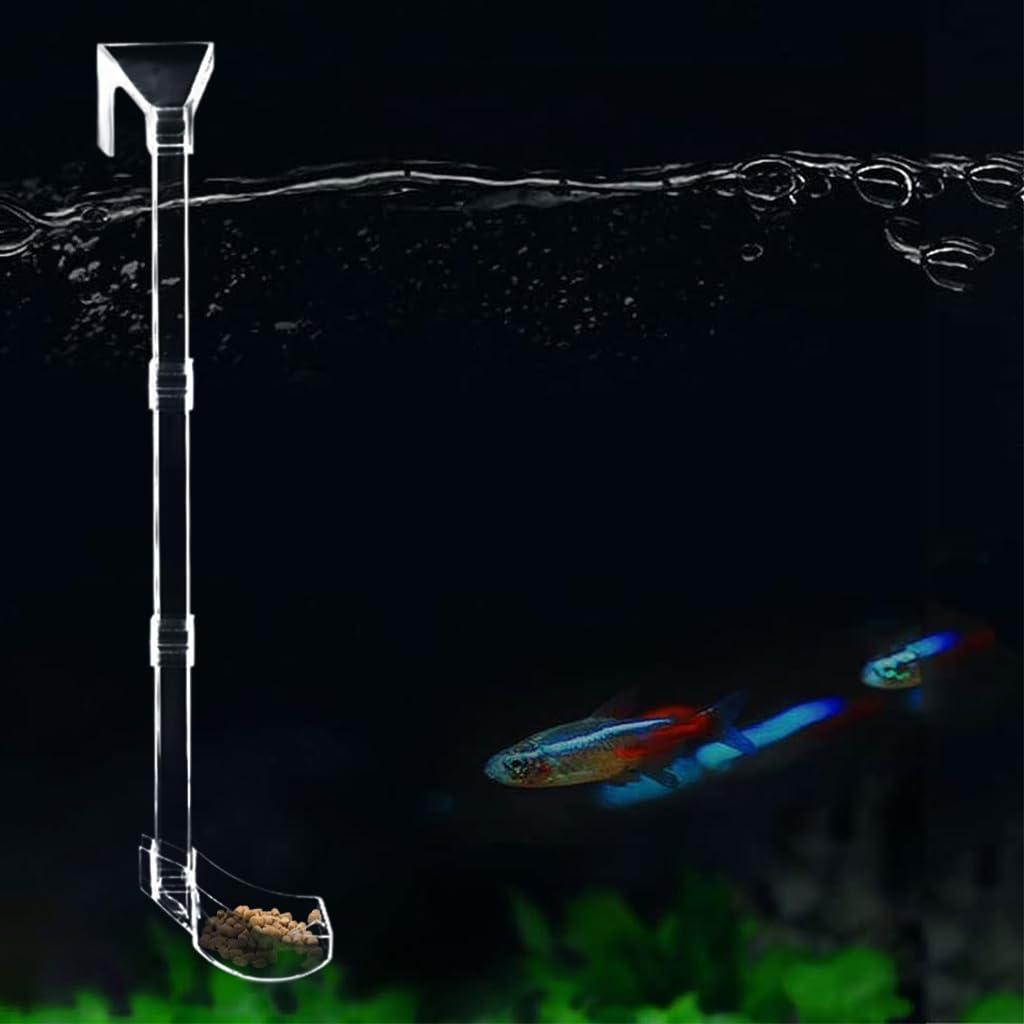 Qpets Automatic Fish Feeder for Aquariums with Adjustable Height and Suction Cup | 37.5 cm Food Tray