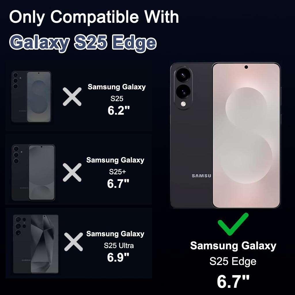ZORBES Phone Case for Samsung Galaxy S25 Edge with Magnetic Kickstand Ring | Matte Transparent Shockproof Design