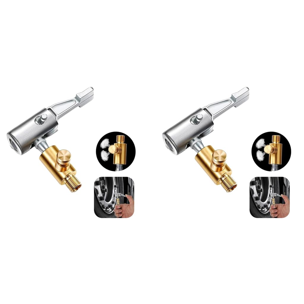 ZIBUYU Air Pump Nozzle for Tire Inflation with Lock On Chuck and Release Valve | 2 PCS Brass Adapter