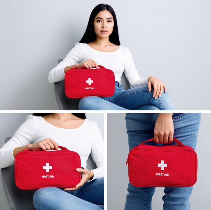 Zibuyu First Aid Storage Organizer Box for Home and Travel with Adjustable Compartments | Waterproof Oxford Fabric Design