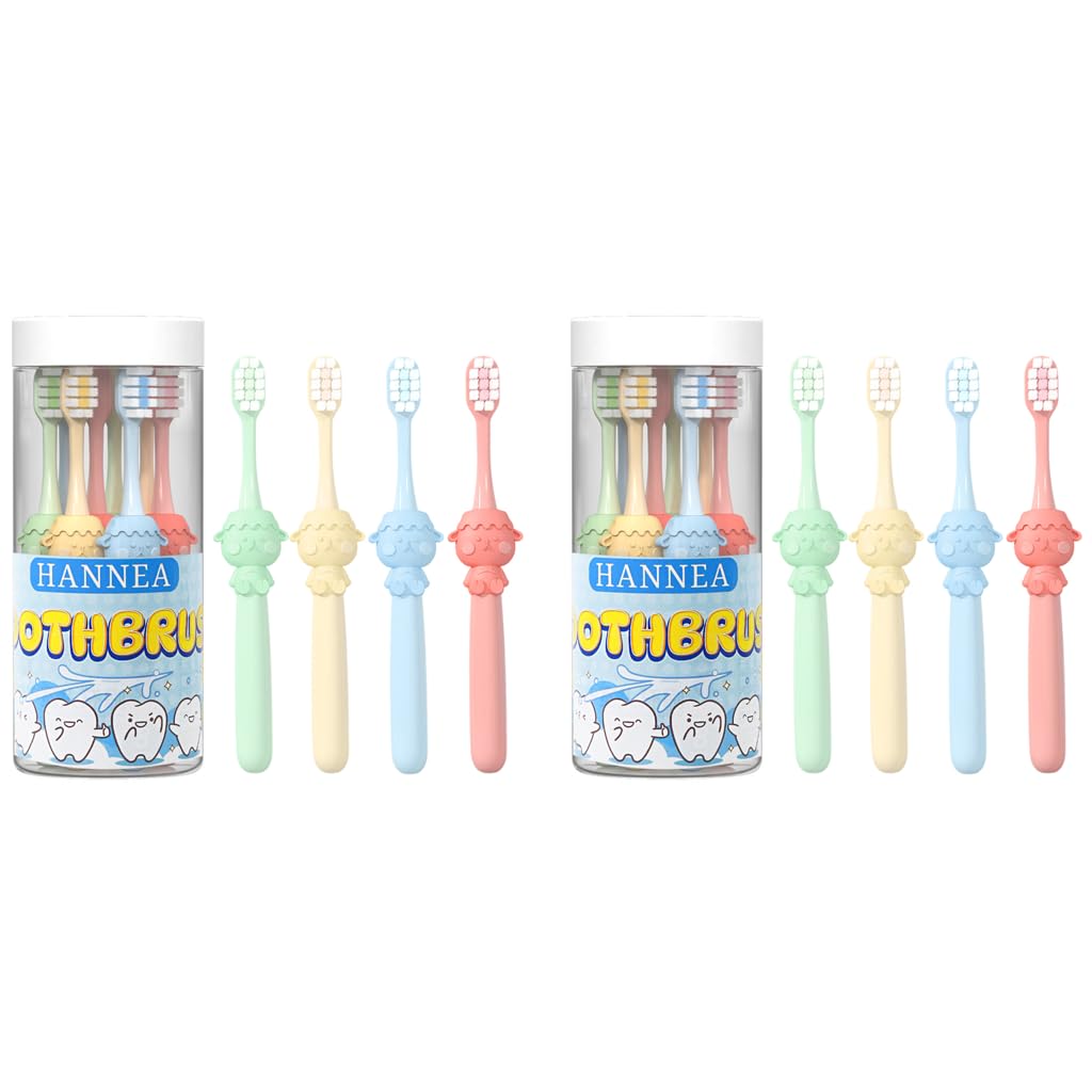 HANNEA Kids Toothbrush Set featuring 16PCS Ultra Soft 0.12mm Bristles and Anti Slip Handle for Ages 3 12