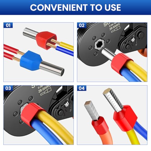 Serplex® 4800PCS Wire Ferrules Terminals Kit 900PCS Single Terminal Connectors 300PCS Double Wire Insulated Non-insulated Ferrules for Electricity Industrial