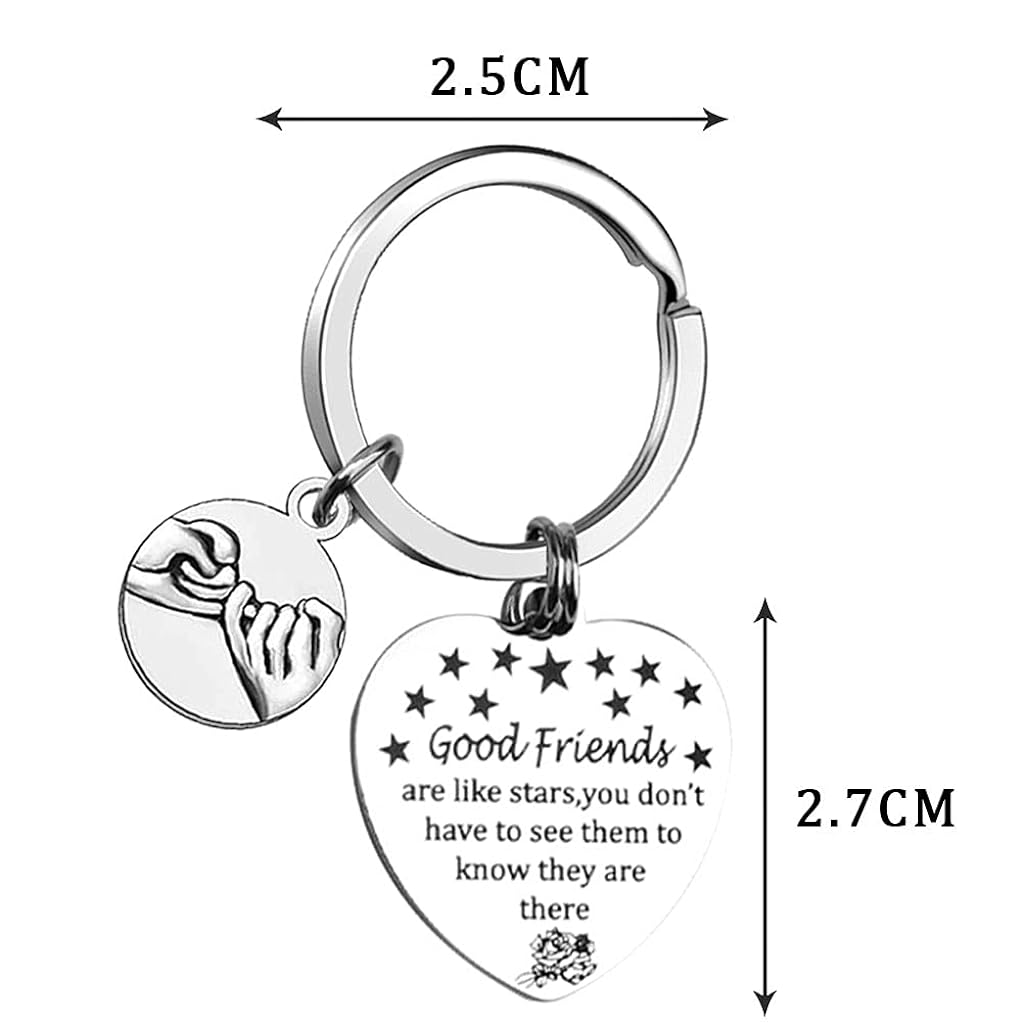 PALAY® Drive Safe Keychain with Black Bag, Stainless Steel Best Friends Keychain, Good Friend are Like Stars Keyring Friendship Keychain, Best for Family and Friends Home Keychain